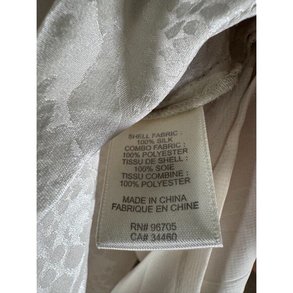 Rebecca Taylor Blouse Women 2 Beige Long Sleeve Silk V Neck Relax Boho Quiet Lux - Picture 3 of 7